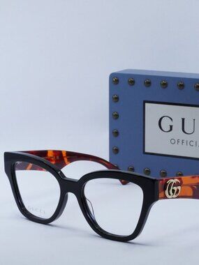 Gucci GG1424O 007 Cat Eye Eyeglasses 54mm - Black / Havana